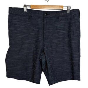 George Mens Size Large Black Space Dye Lightweight Flat Front Walking Shorts